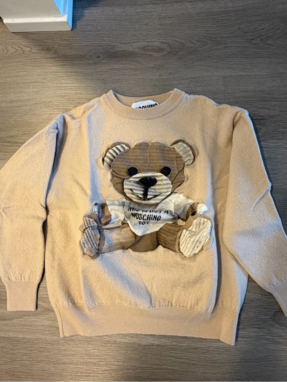 Moschino Couture Teddy Bear Virgin Wool Sweater Beige XS/S READ DESCRIPTION